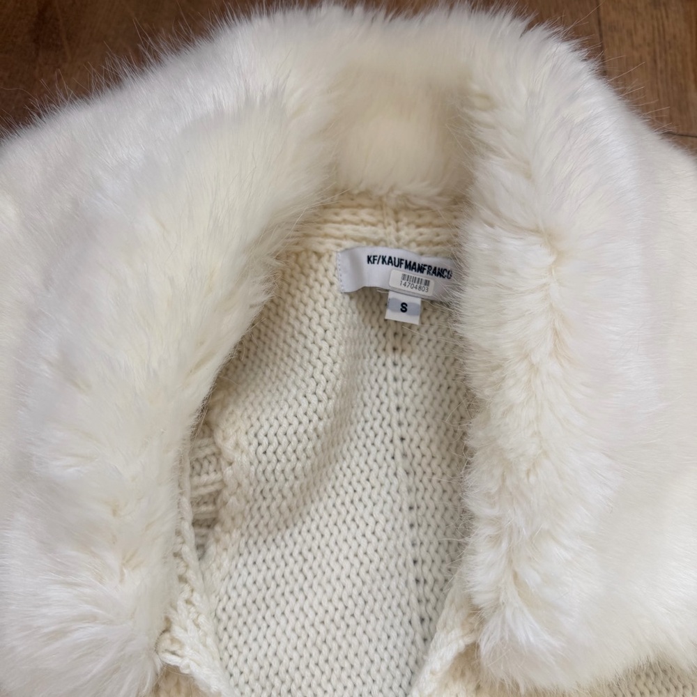 KAUFMAN FRANCO Fur Collar Cardigan Wool Blend Vest Size Small - Picture 7 of 15